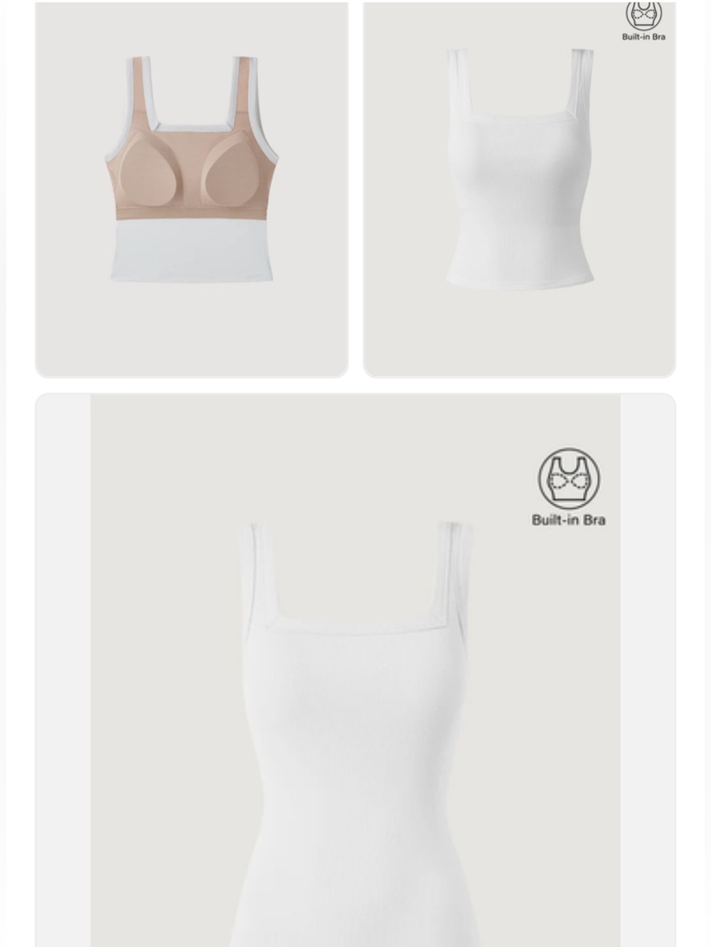 Oglmove White Slinky Square Open-Backed Brami Tank Top | Size L - Picture 6 of 10